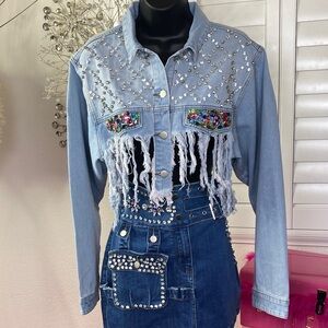 Embellished Light Blue Jean Jacket